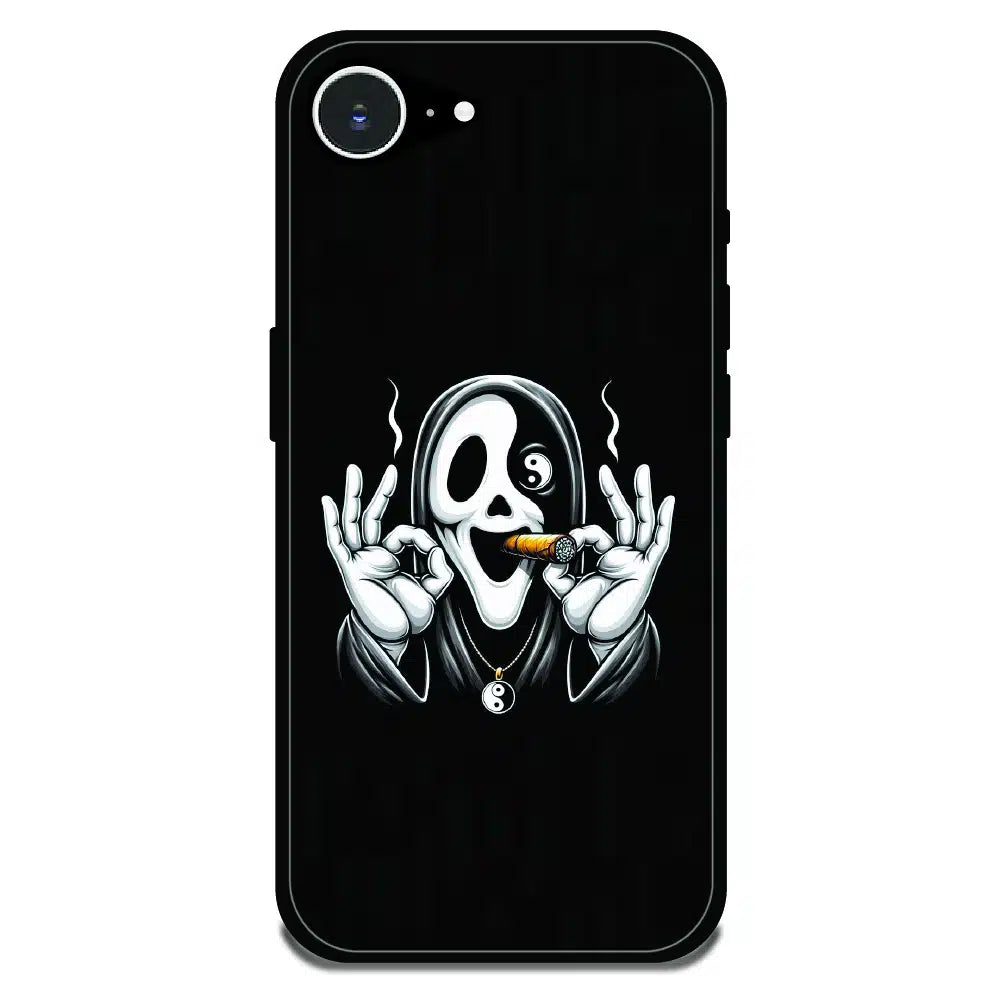 Smoky Skull Chill - Glossy Metal Silicone Case For Apple iPhone Models
