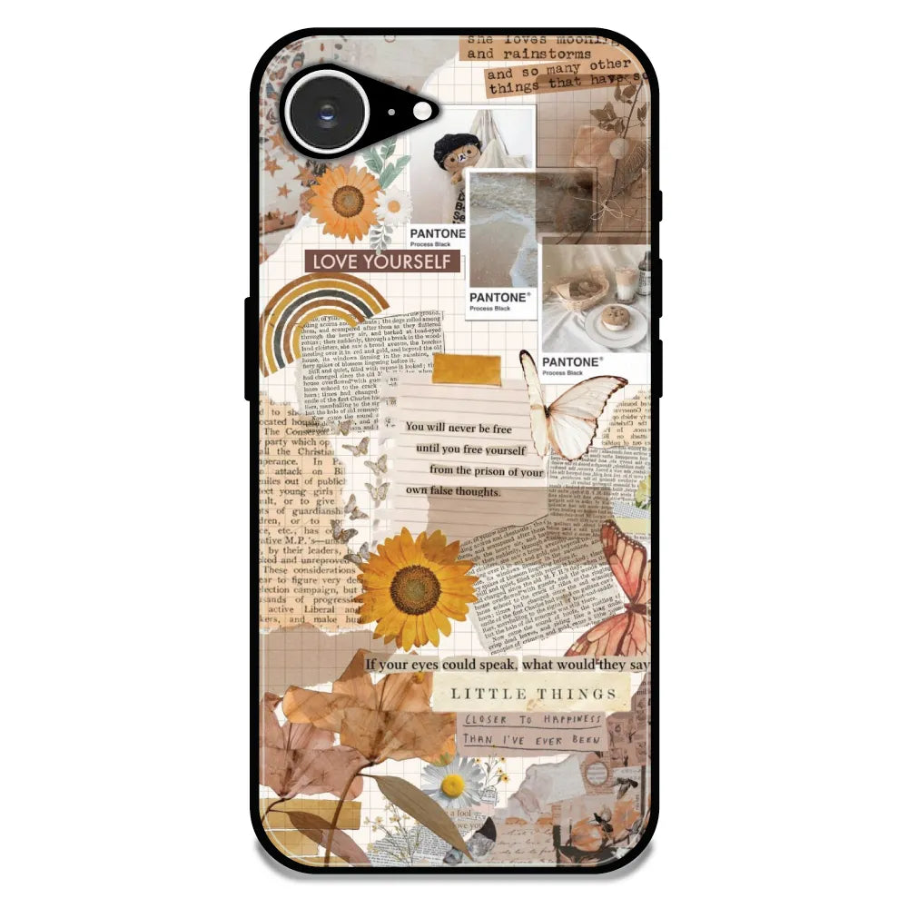 Aesthetic Butterfly & Sunflower - Glossy Metal Silicone Case For Apple iPhone Models