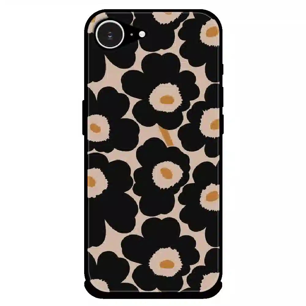 Bold Black Daisy Bloom - Glossy Metal Silicone Case For Apple iPhone Models