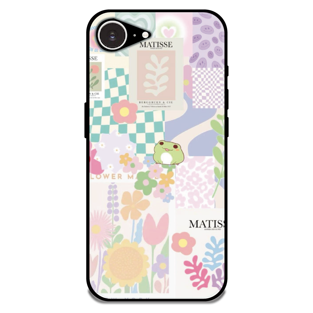 Cute Pastel Floral Collage Art - Glossy Metal Silicone Case For Apple iPhone Models