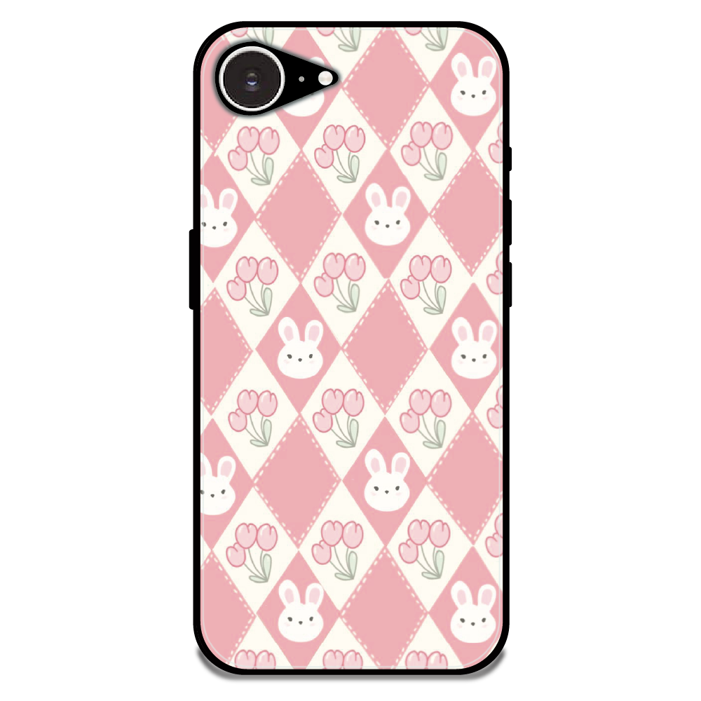 Pink Bunny Argyle - Glossy Metal Silicone Case For Apple iPhone Models