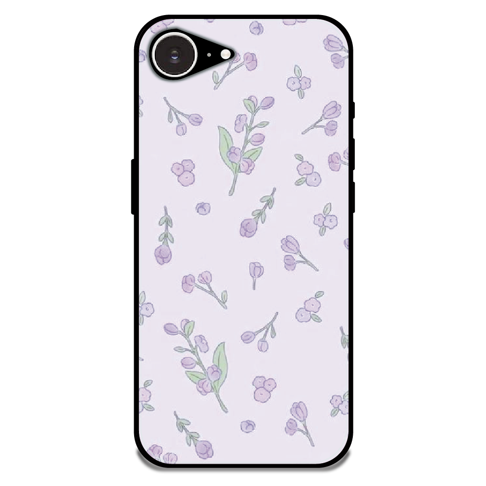 Lavender Floral Ditsy - Glossy Metal Silicone Case For Apple iPhone Models