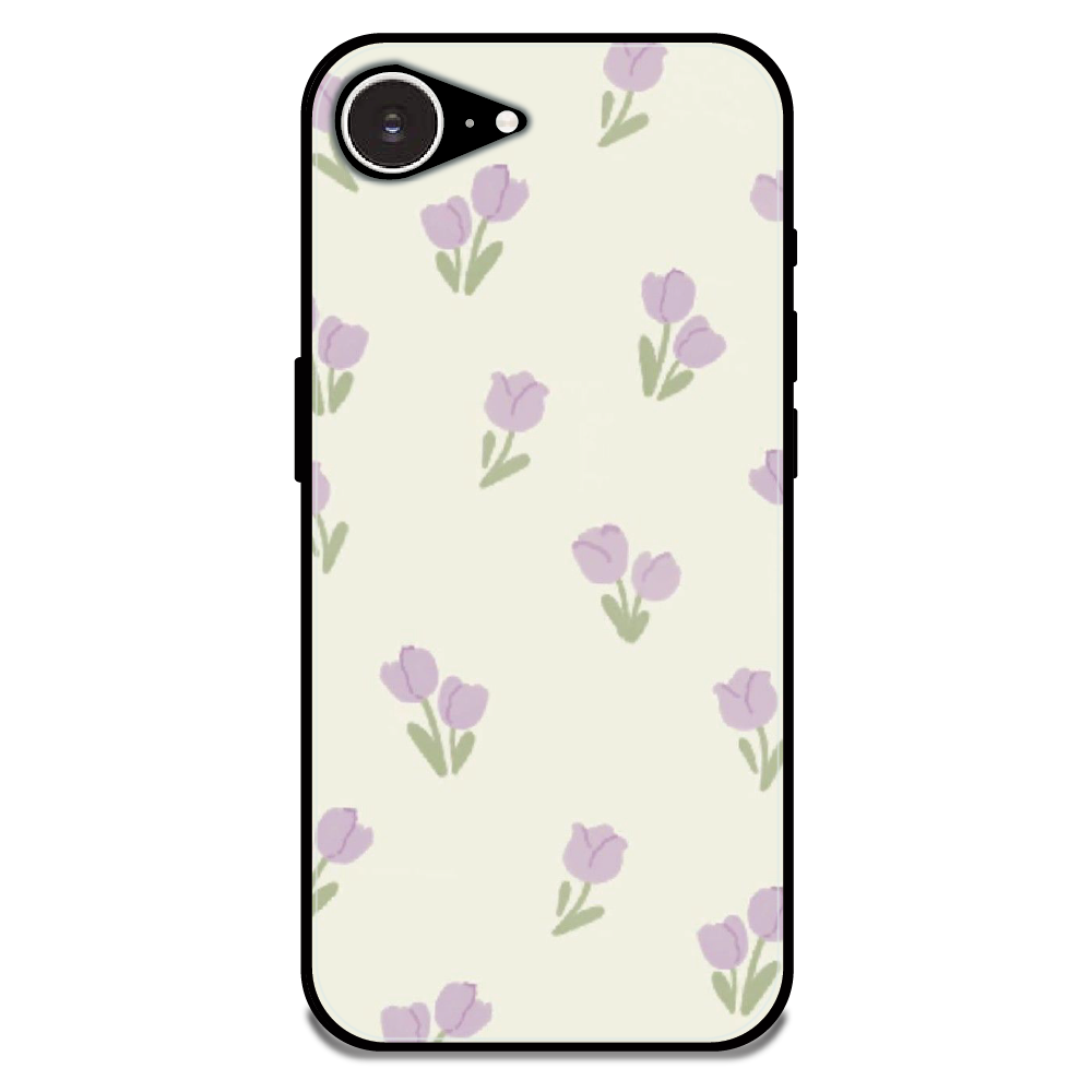 Minimal Tulip Pattern - Glossy Metal Silicone Case For Apple iPhone Models
