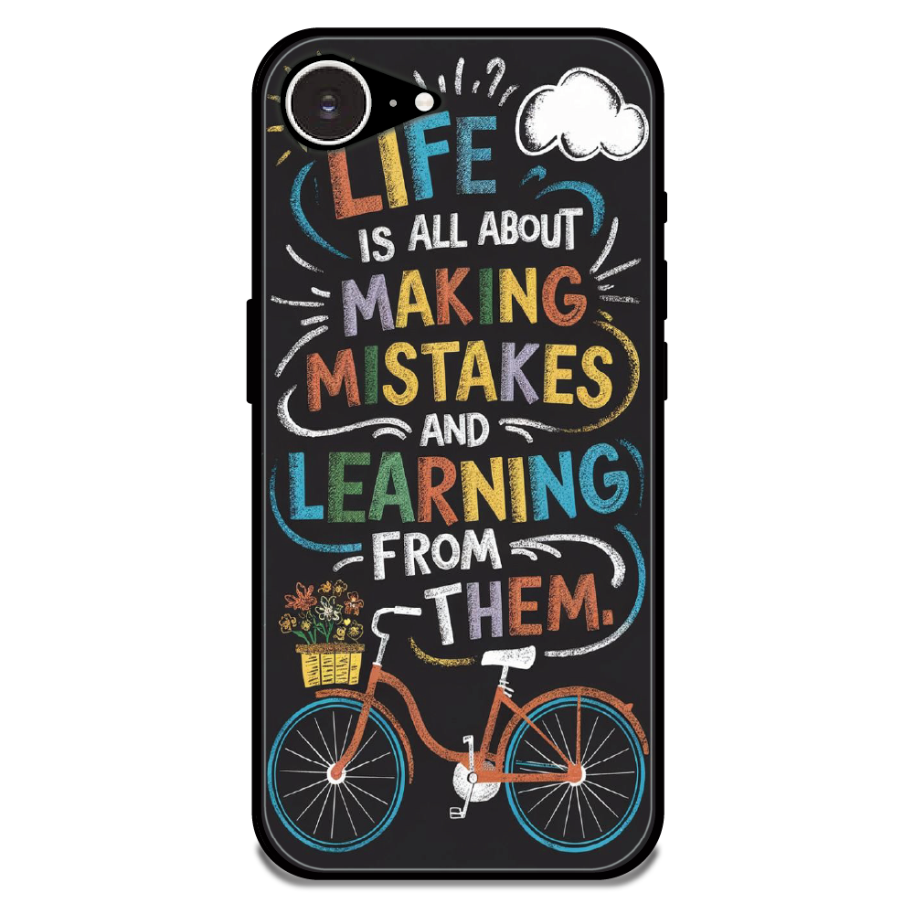 Motivational Quote Bicycle Art - Glossy Metal Silicone Case For Apple iPhone Models