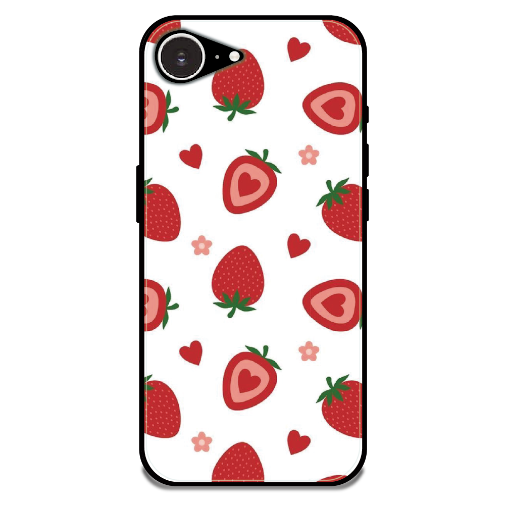 Strawberry - Glossy Metal Silicone Case For Apple iPhone Models