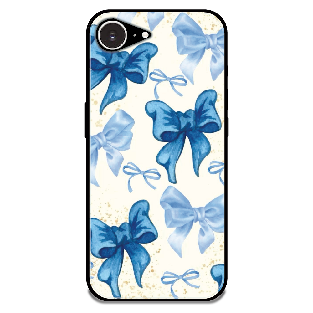 Soft Blue Bowcore - Glossy Metal Silicone Case For Apple iPhone Models