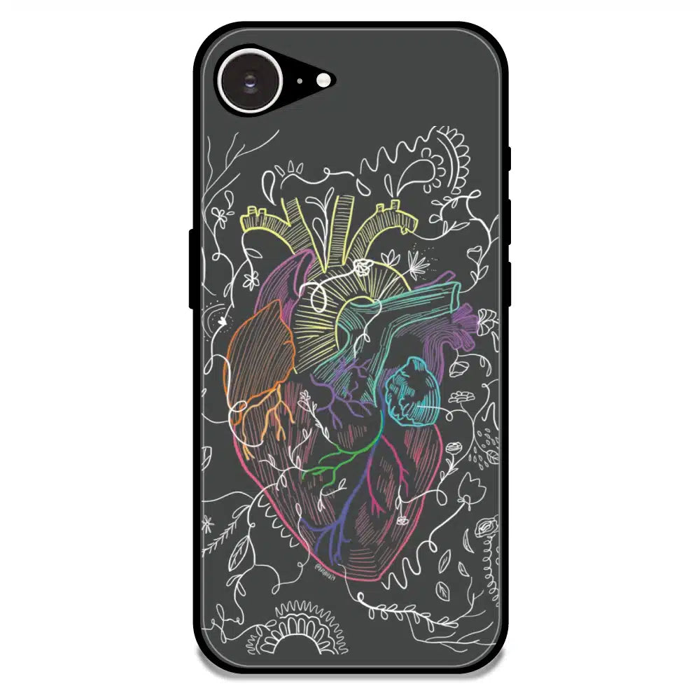 Anatomical Heart Line Art - Glossy Metal Silicone Case For Apple iPhone Models