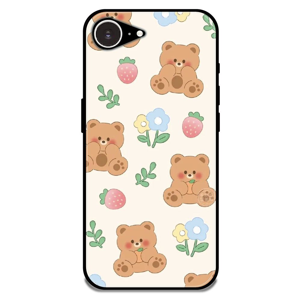 Cute Teddy Garden - Glossy Metal Silicone Case For Apple iPhone Models