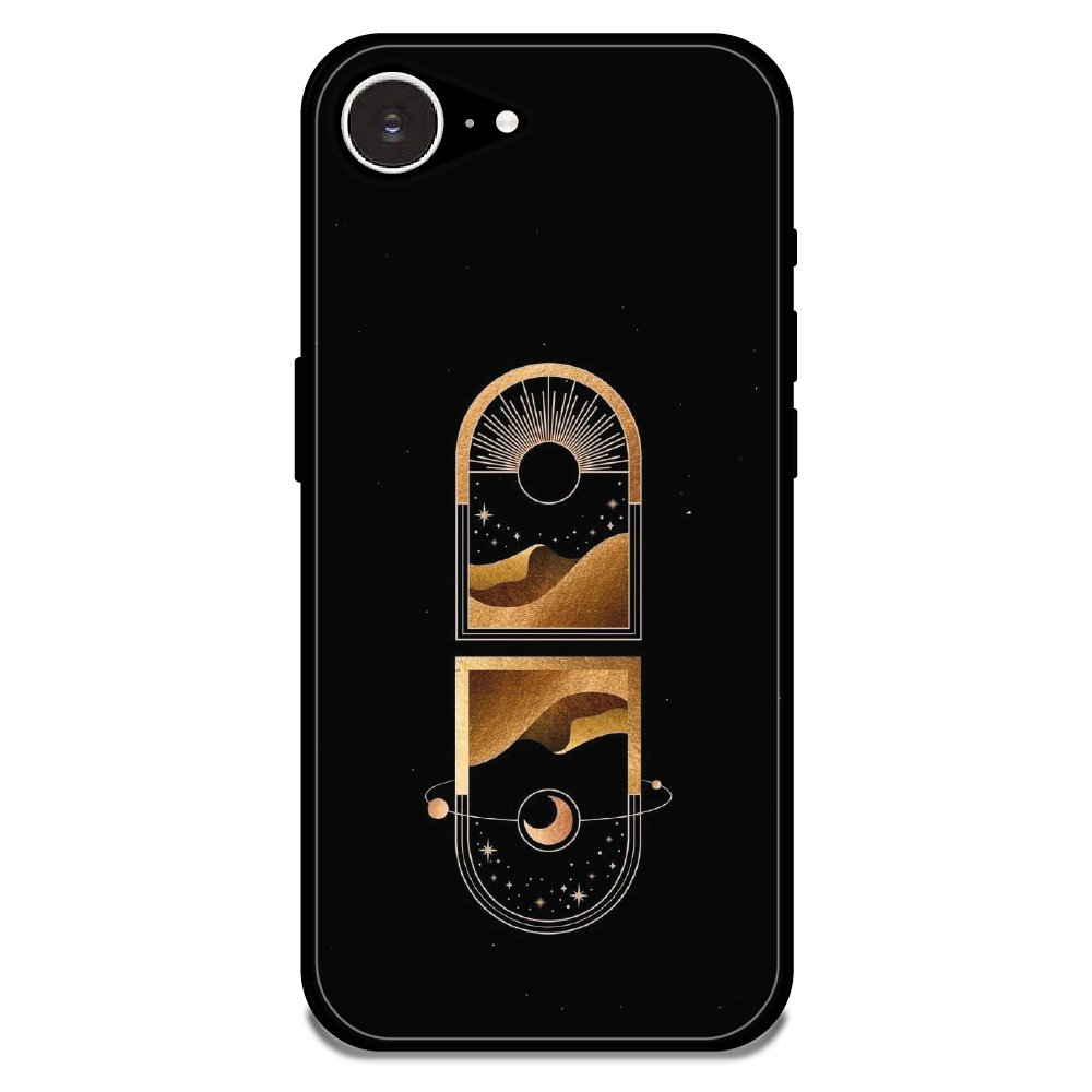 Golden Geometry - Glossy Metal Silicone Case For Apple iPhone Models