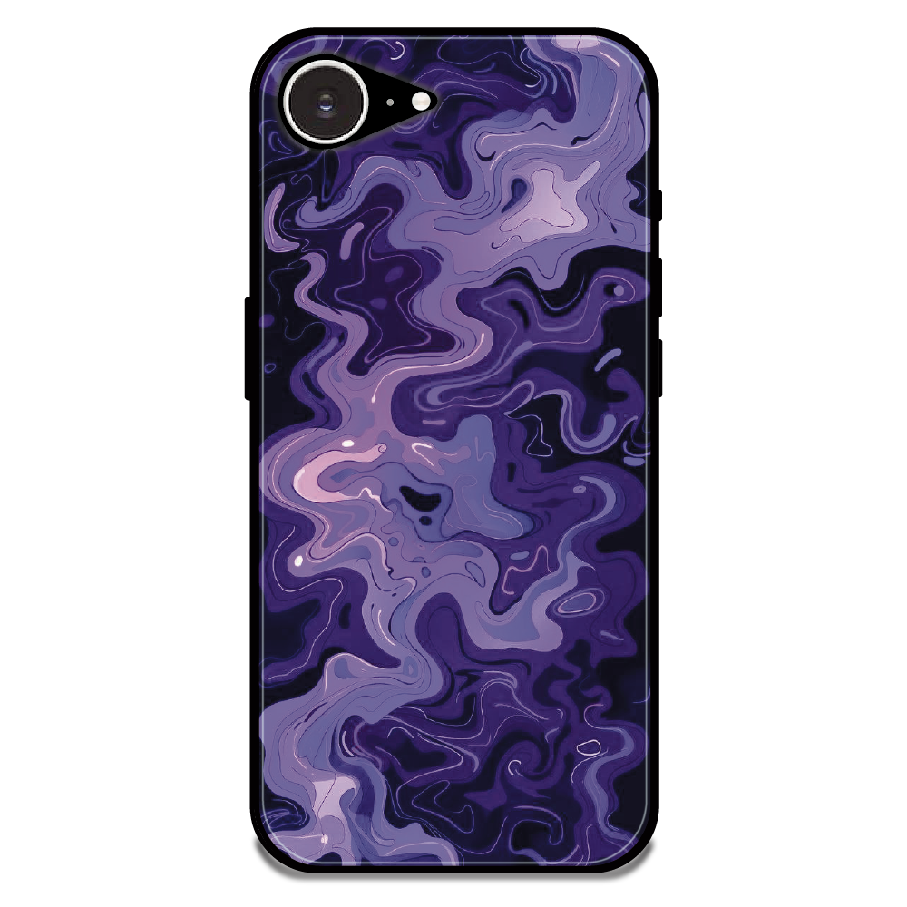 Purple Wave Abstract - Glossy Metal Silicone Case For Apple iPhone Models