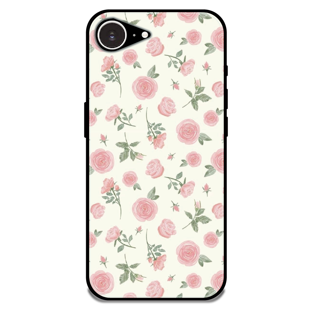 Soft Pink Rose Bloom - Glossy Metal Silicone Case For Apple iPhone Models