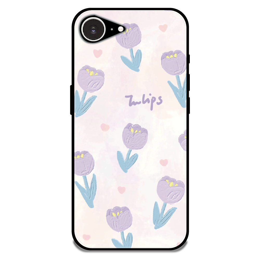 Pastel Tulip Floral - Glossy Metal Silicone Case For Apple iPhone Models