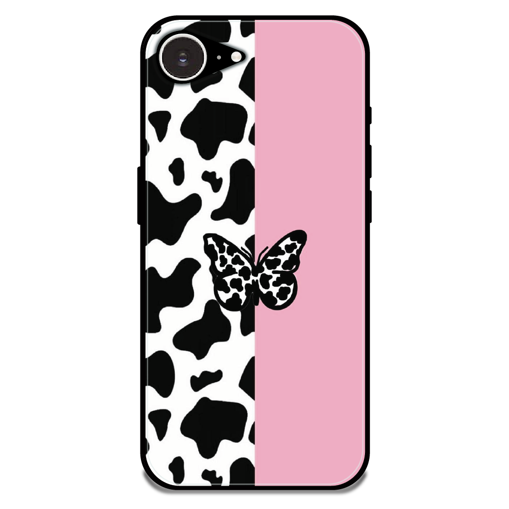 Cow Print Butterfly - Glossy Metal Silicone Case For Apple iPhone Models