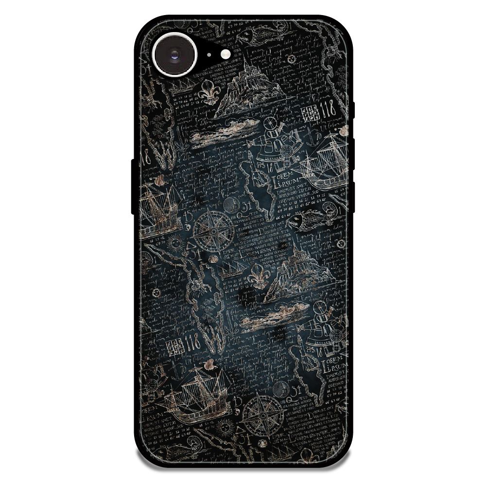 Vintage Explorer Map - Glossy Metal Silicone Case For Apple iPhone Models