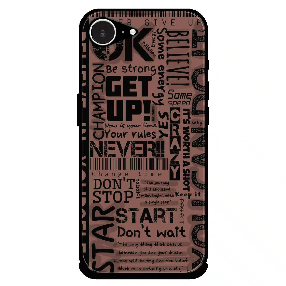 Never Give Up Typography - Glossy Metal Silicone Case For Apple iPhone Models