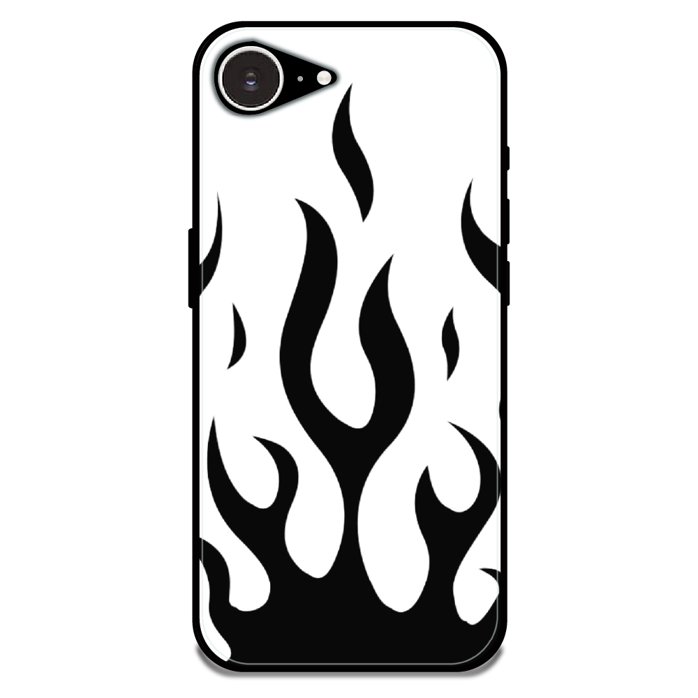 Monochrome Flame Art - Glossy Metal Silicone Case For Apple iPhone Models