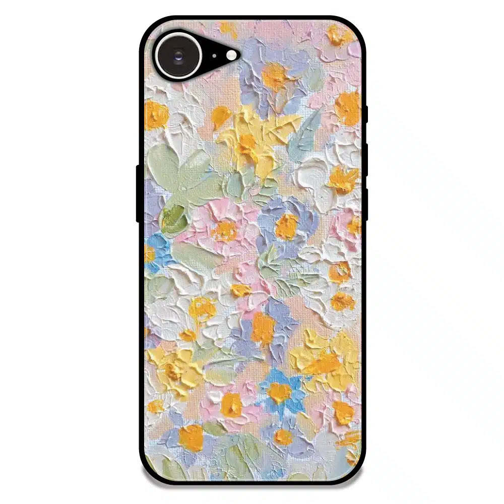 Pastel Floral Oil Paint - Glossy Metal Silicone Case For Apple iPhone Models