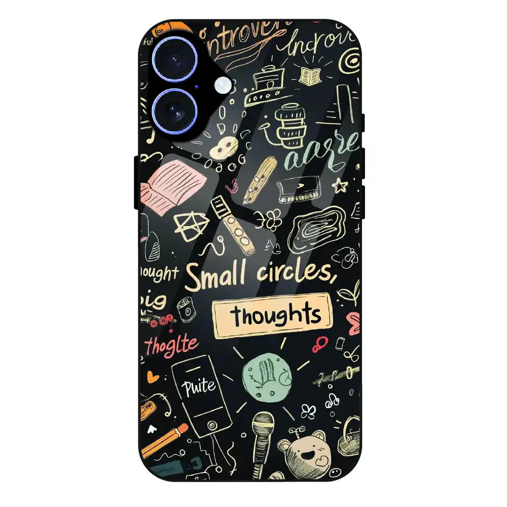 Thought Doodle Noir - Glass Case For Apple iPhone 17