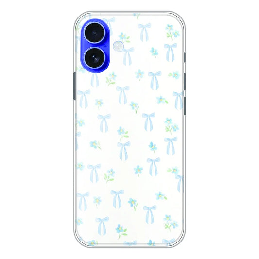 Soft Blue Bow Floral - Printed Silicone Case For Apple iPhone 17