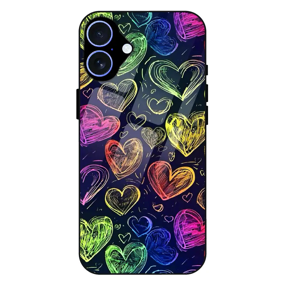 Neon Love Scribble - Glass Case For Apple iPhone 17