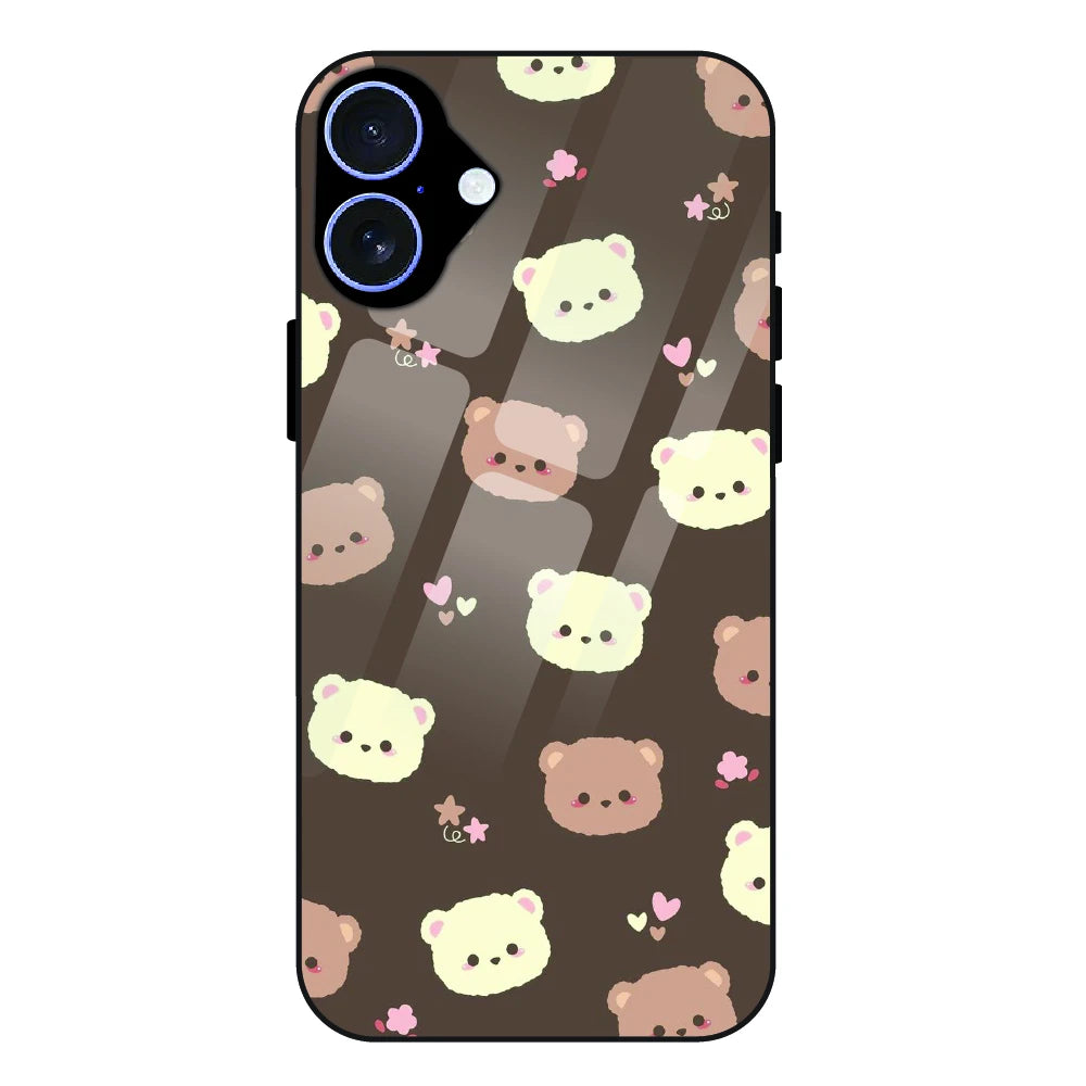 Cozy Bear Pattern - Glass Case For Apple iPhone 17