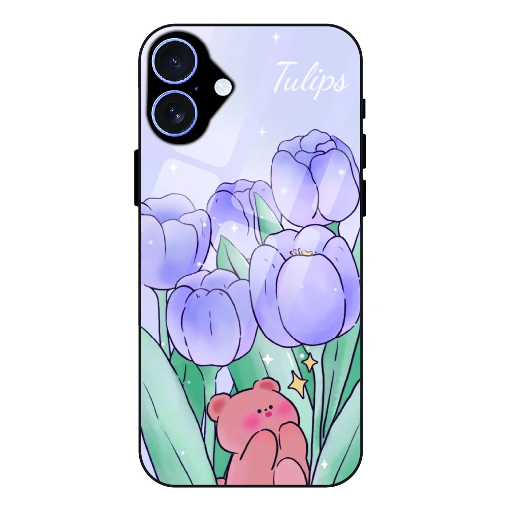 Tulip Bear Dreamscape - Glass Case For Apple iPhone 17