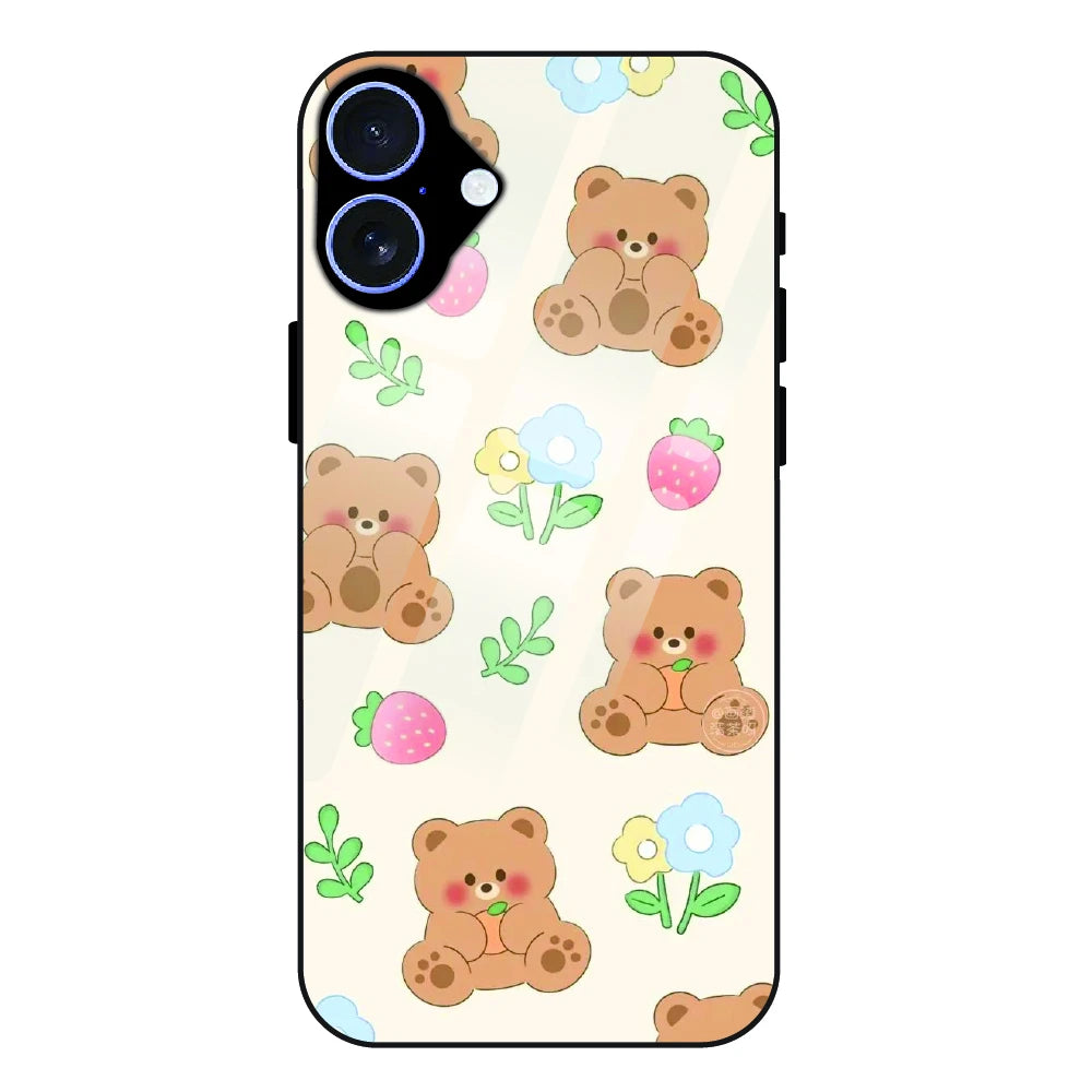Cute Teddy Garden - Glass Case For Apple iPhone 17