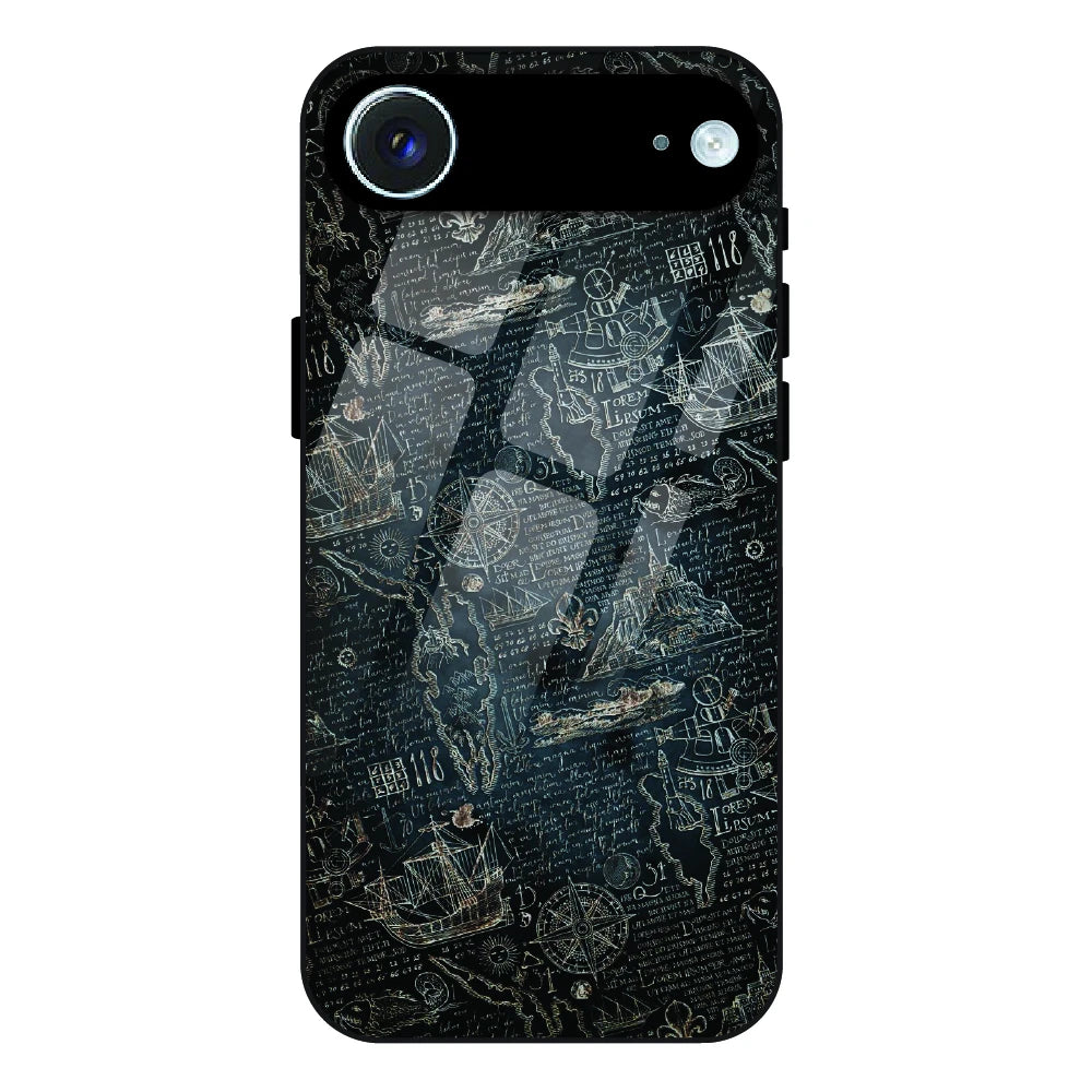 Vintage Explorer Map - Glass Case For Apple iPhone Air