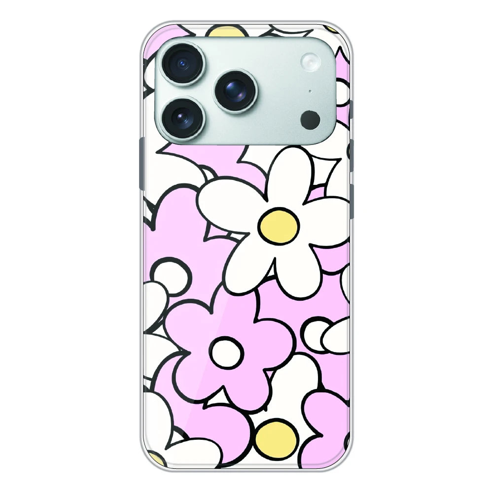 Pink Daisy Floral Pop - Printed Silicone Case For Apple iPhone 17 Pro