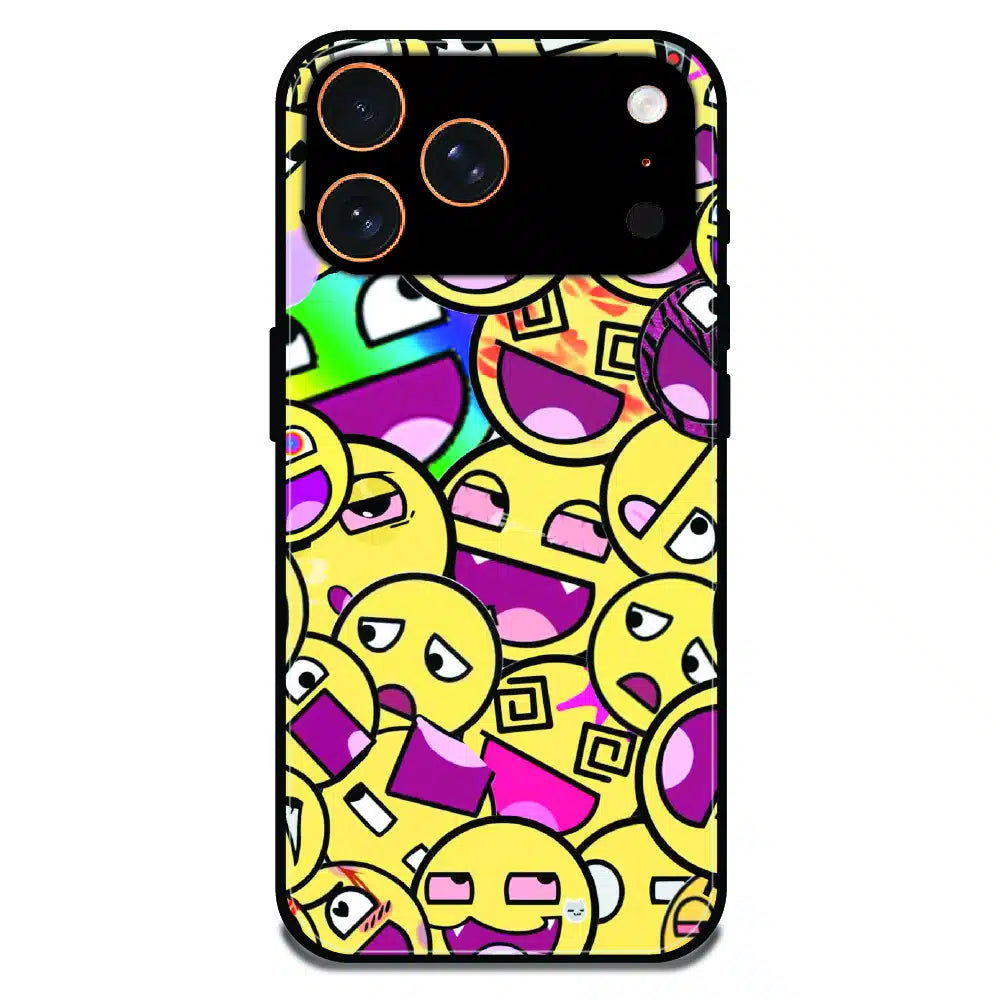 Emoji Chaos Pop Art - Glossy Metal Silicone Case For Apple iPhone Models