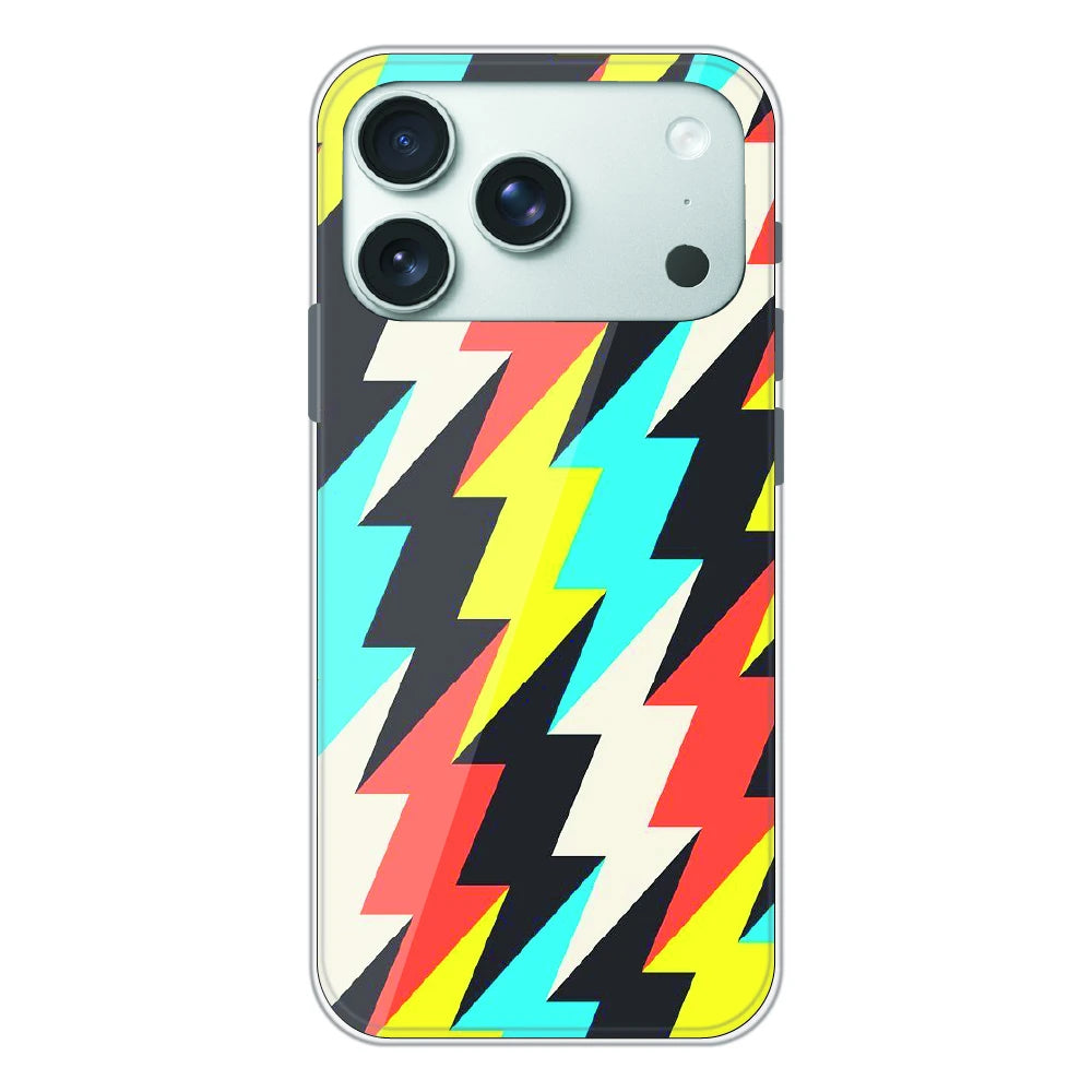 Retro Lightning Bolt Pattern - Printed Silicone Case For Apple iPhone 17 Pro