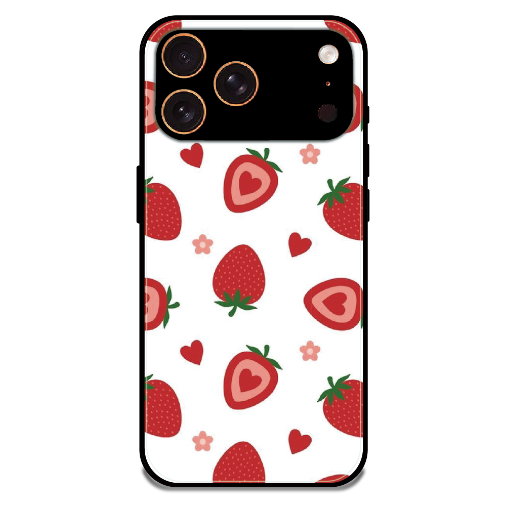 Strawberry - Glossy Metal Silicone Case For Apple iPhone 17 Pro Max