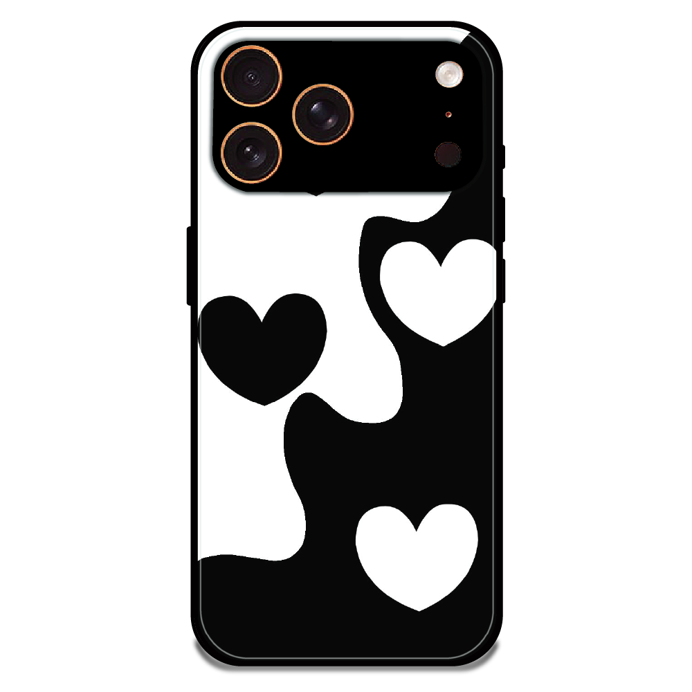 Monochrome Heart Flow - Glossy Metal Silicone Case For Apple iPhone 17 Pro Max