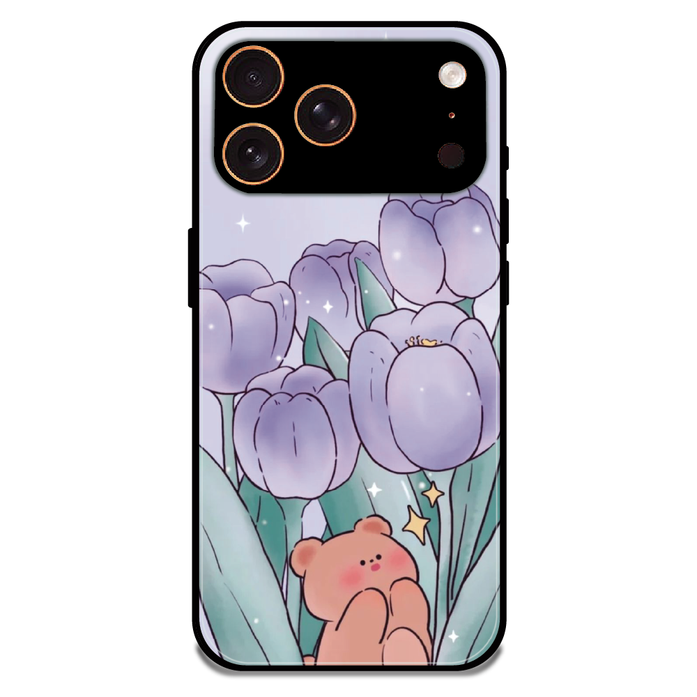 Tulip Bear Dreamscape - Glossy Metal Silicone Case For Apple iPhone 17 Pro Max
