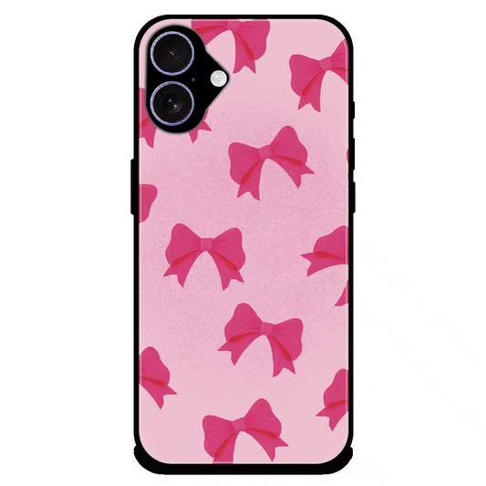 Pink Bow Aesthetic Pattern - Glossy Metal Silicone Case For Apple iPhone 17