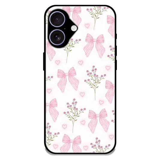 Pink Bow Floral Pattern - Glossy Metal Silicone Case For Apple iPhone 17