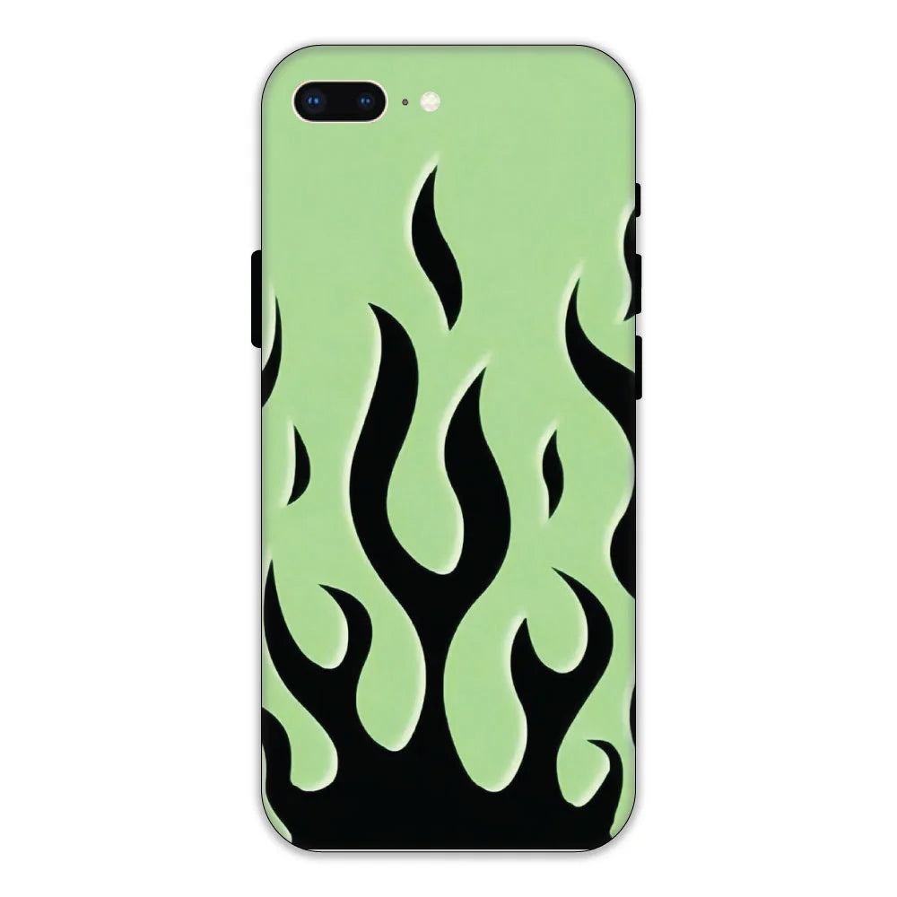Green & Black Flames Hard Case Apple iPhone 7 Plus Models