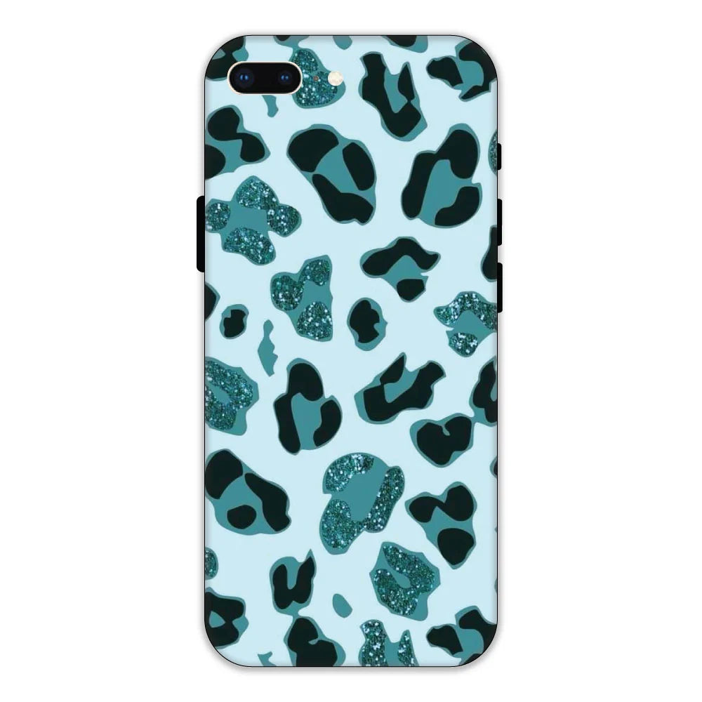 Blue Leopard Glitter Print Hard Case Apple IPhone 8 Plus Models