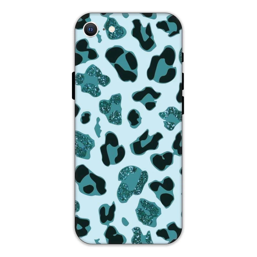 Blue Leopard Glitter Print Hard Case Apple IPhone 8 Models