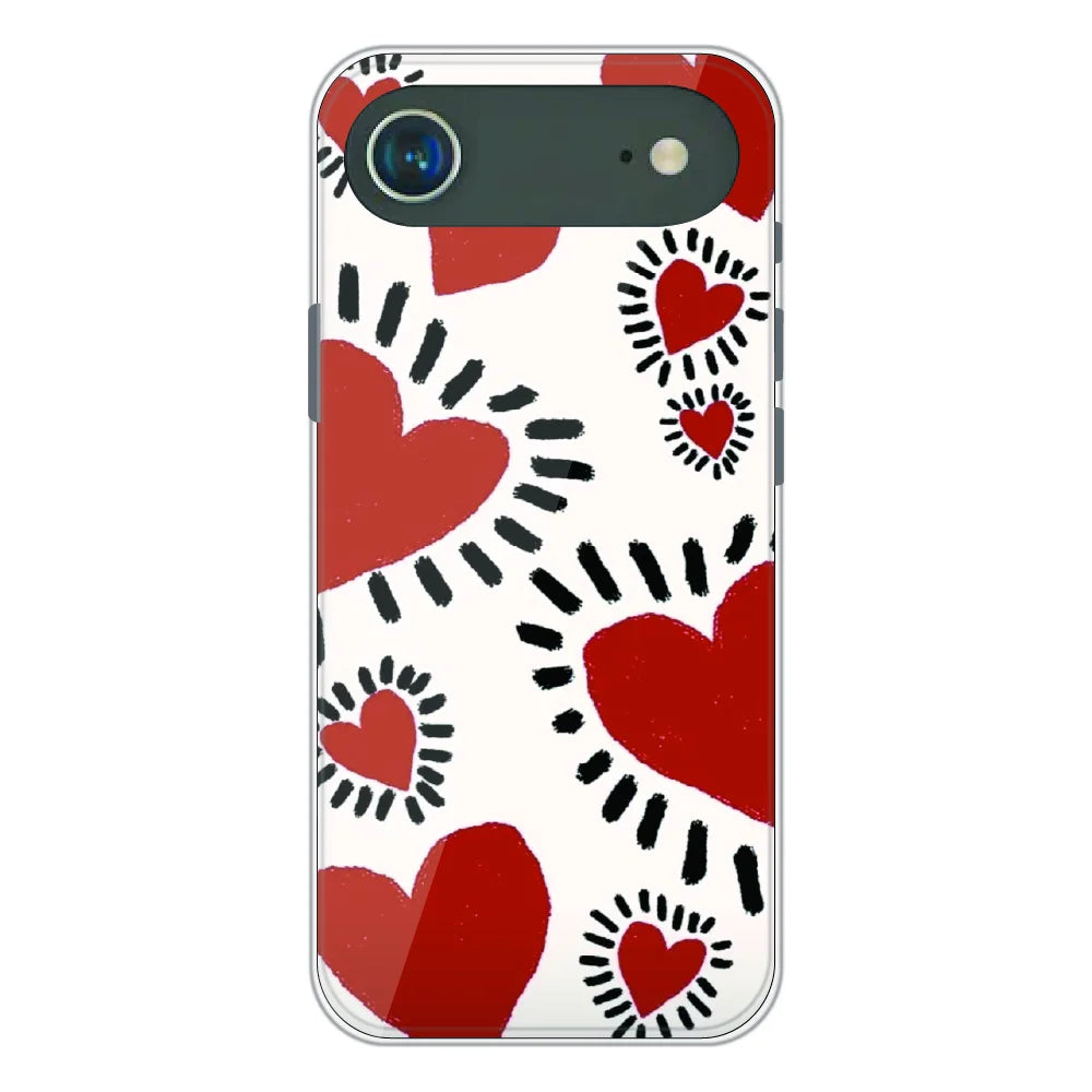 Red Heart Doodle Art - Printed Silicone Case For Apple iPhone Air