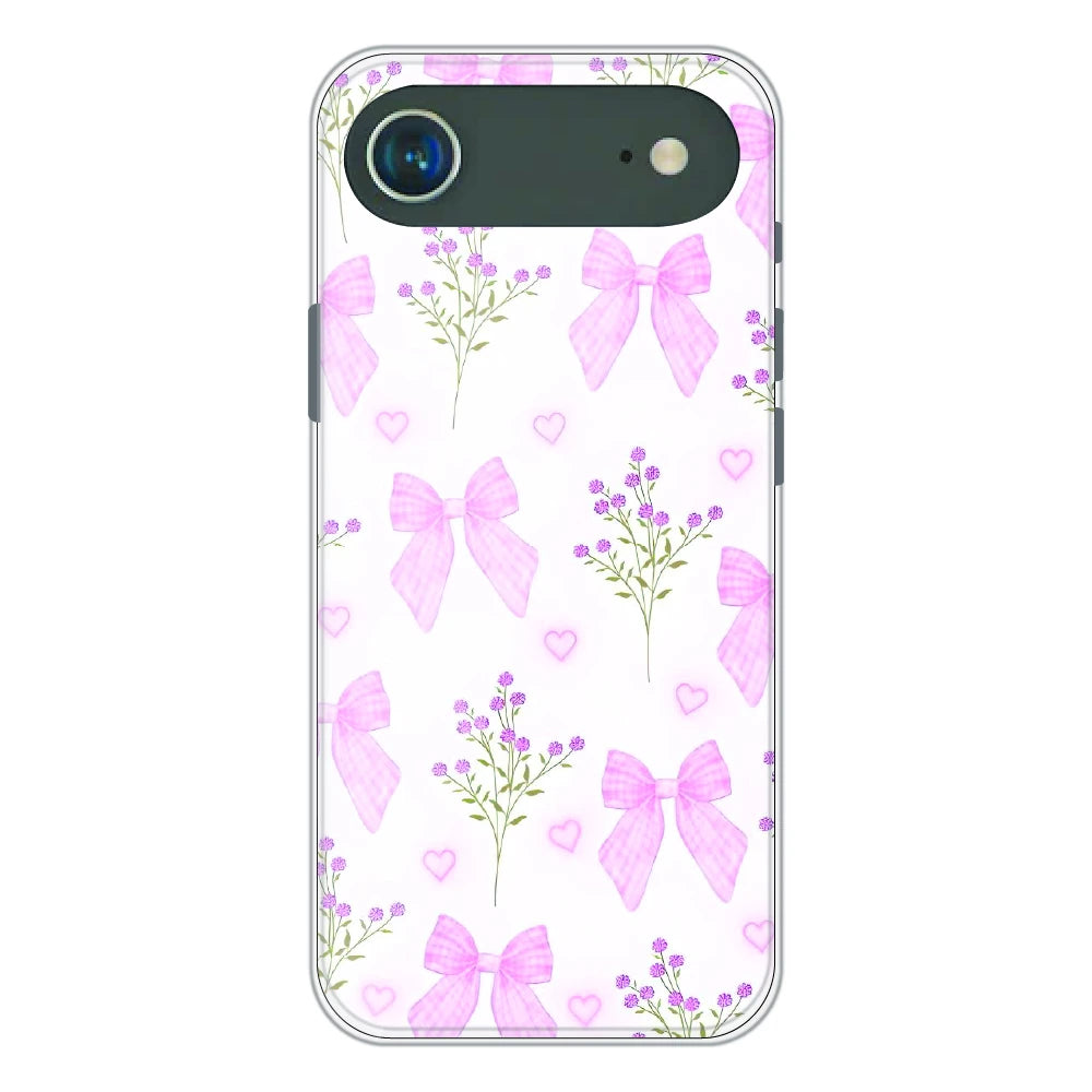 Pink Bow Floral Pattern - Printed Silicone Case For Apple iPhone Air