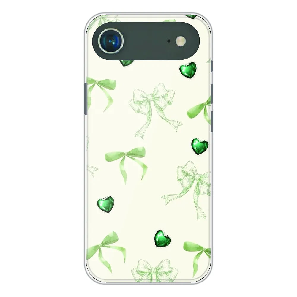 Elegant Green Bow & Heart Pattern - Printed Silicone Case For Apple iPhone Air