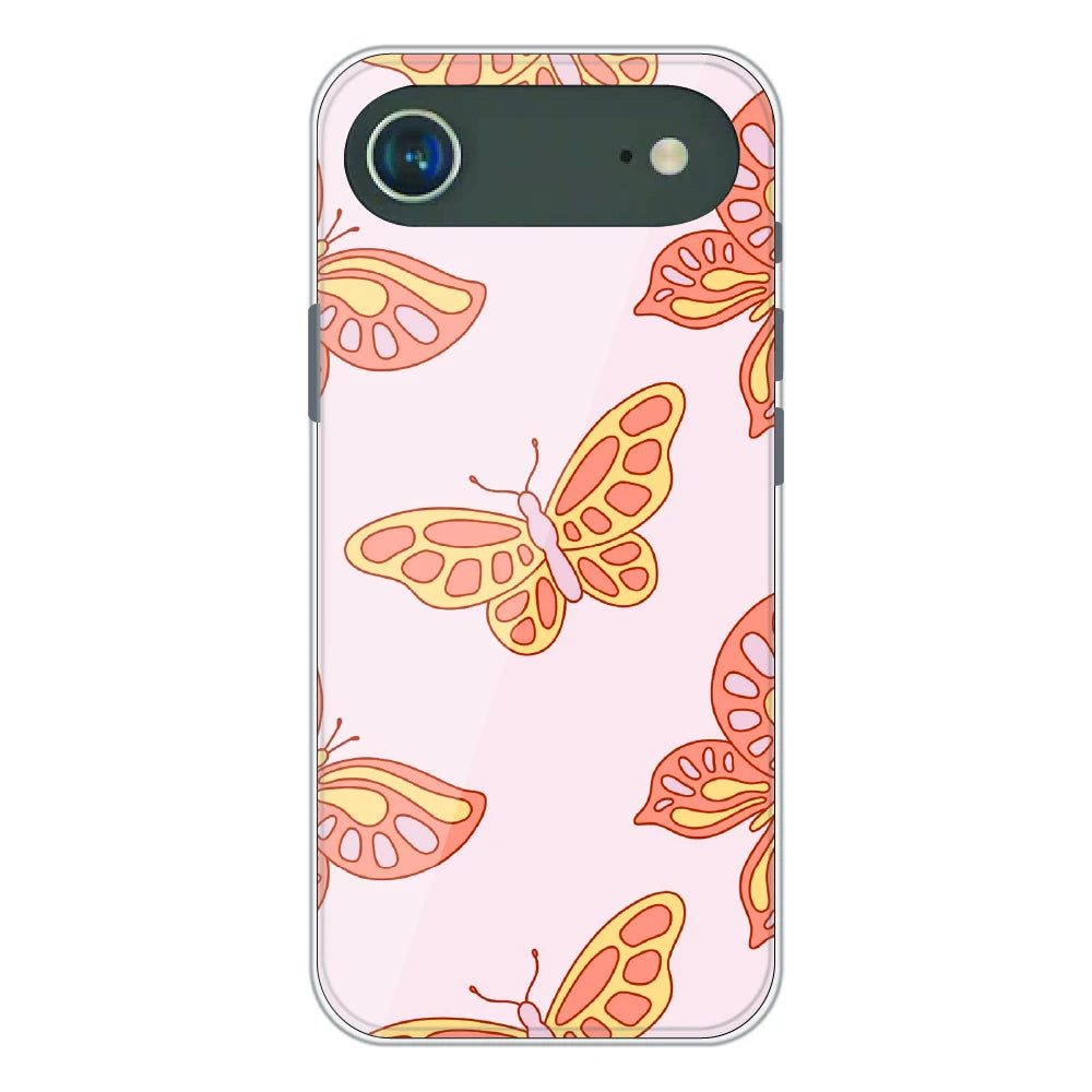 Soft Peach Butterfly Pattern - Printed Silicone Case For Apple iPhone Air
