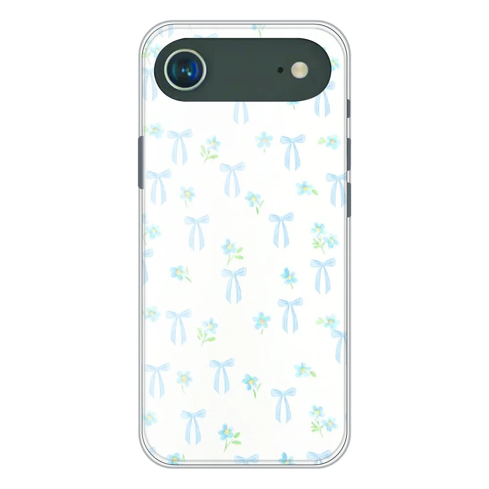 Soft Blue Bow Floral - Printed Silicone Case For Apple iPhone Air