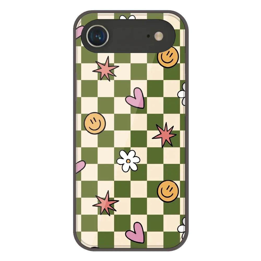 Checkerboard Smile Daisy Heart - Printed Silicone Case For Apple iPhone Air