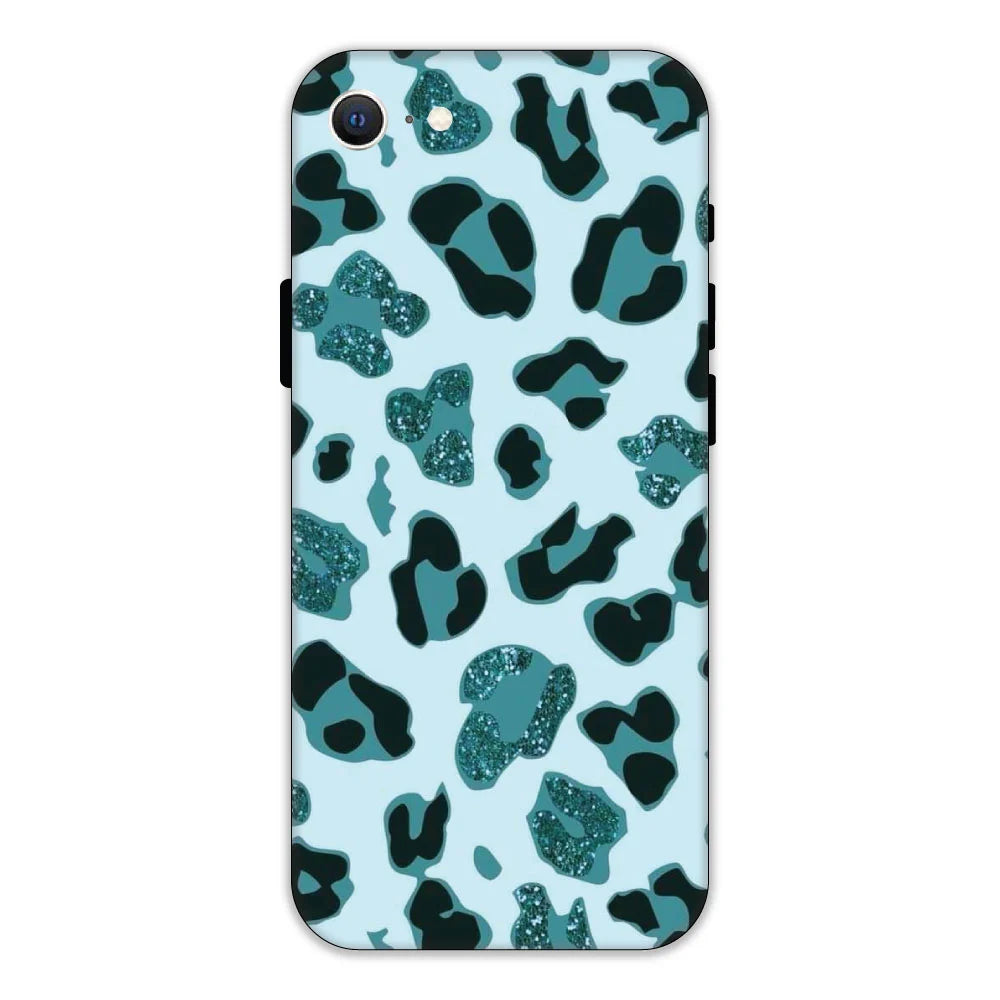 Blue Leopard Glitter Print Hard Case Apple IPhone SE 2020 Models