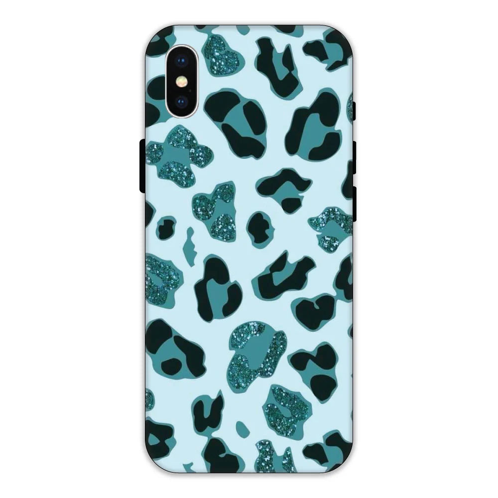 Blue Leopard Glitter Print Hard Case Apple IPhone X Models
