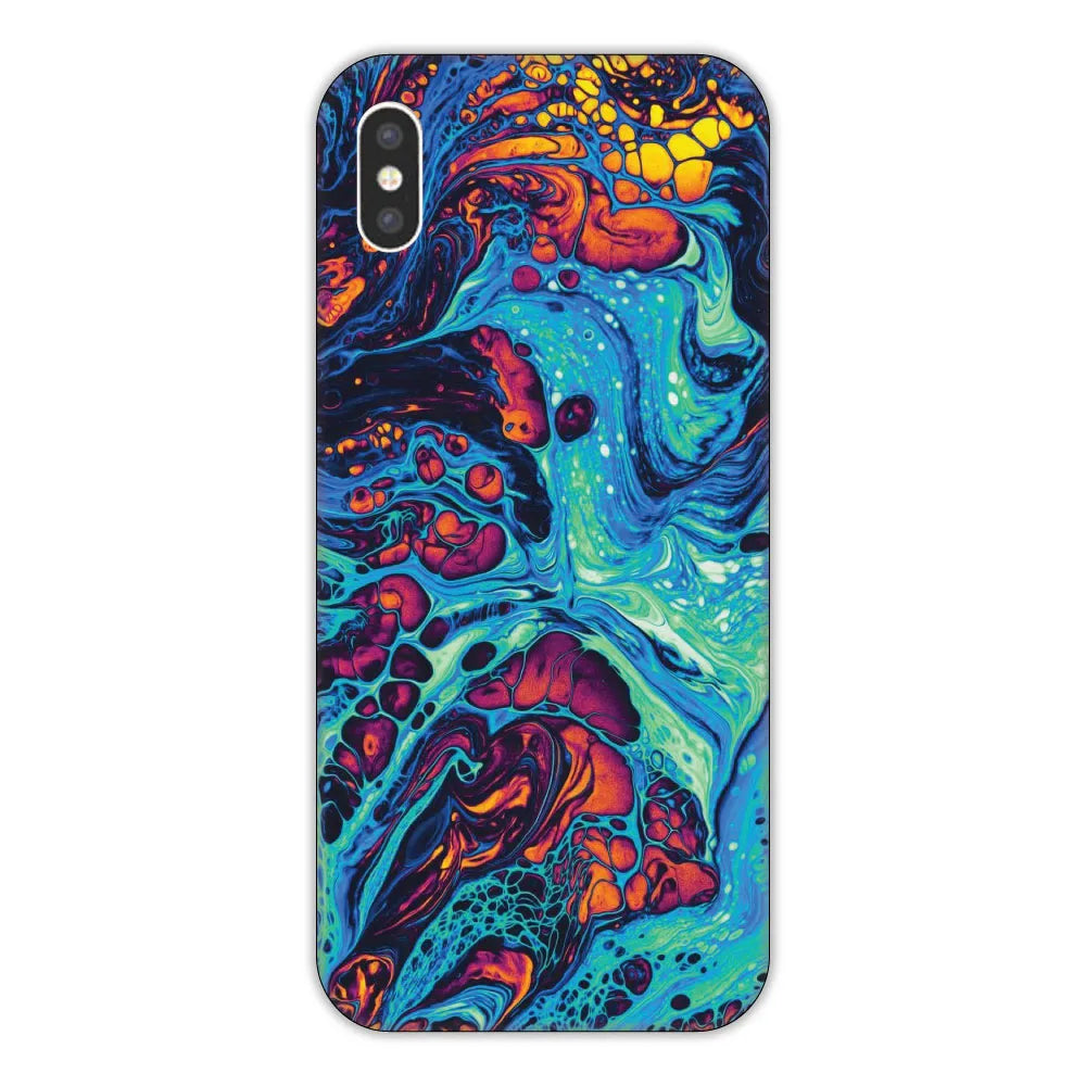 Blue and Orange Swirl Hard Case Apple iPhone XS Models