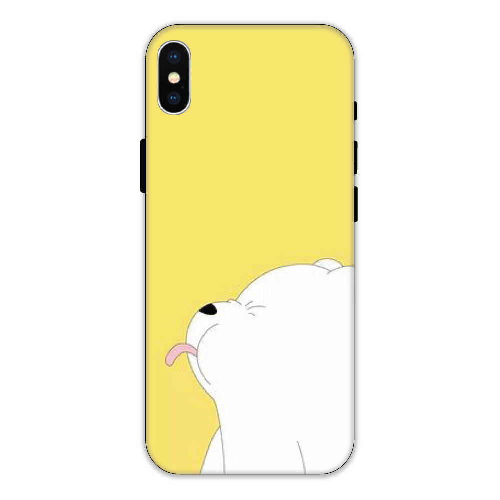 White Teddy On Yellow Background - Hard Cases For Apple iPhone Models iPhone XS
