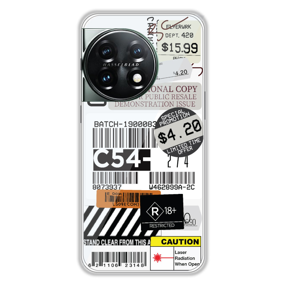 Labels - Clear Printed Case For OnePlus Models